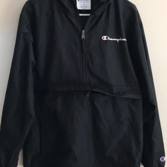 🆕black champion pull over hooded jacket(S) - Picture 2 of 7